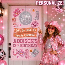 Cowgirl Disco PERSONALIZED Giant Vinyl Keepsake Door Sign